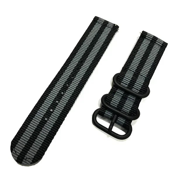 OnePlus Watch Bands Nylon Fabric Sport Strap Replacement Wristband in black and gray fabric design.