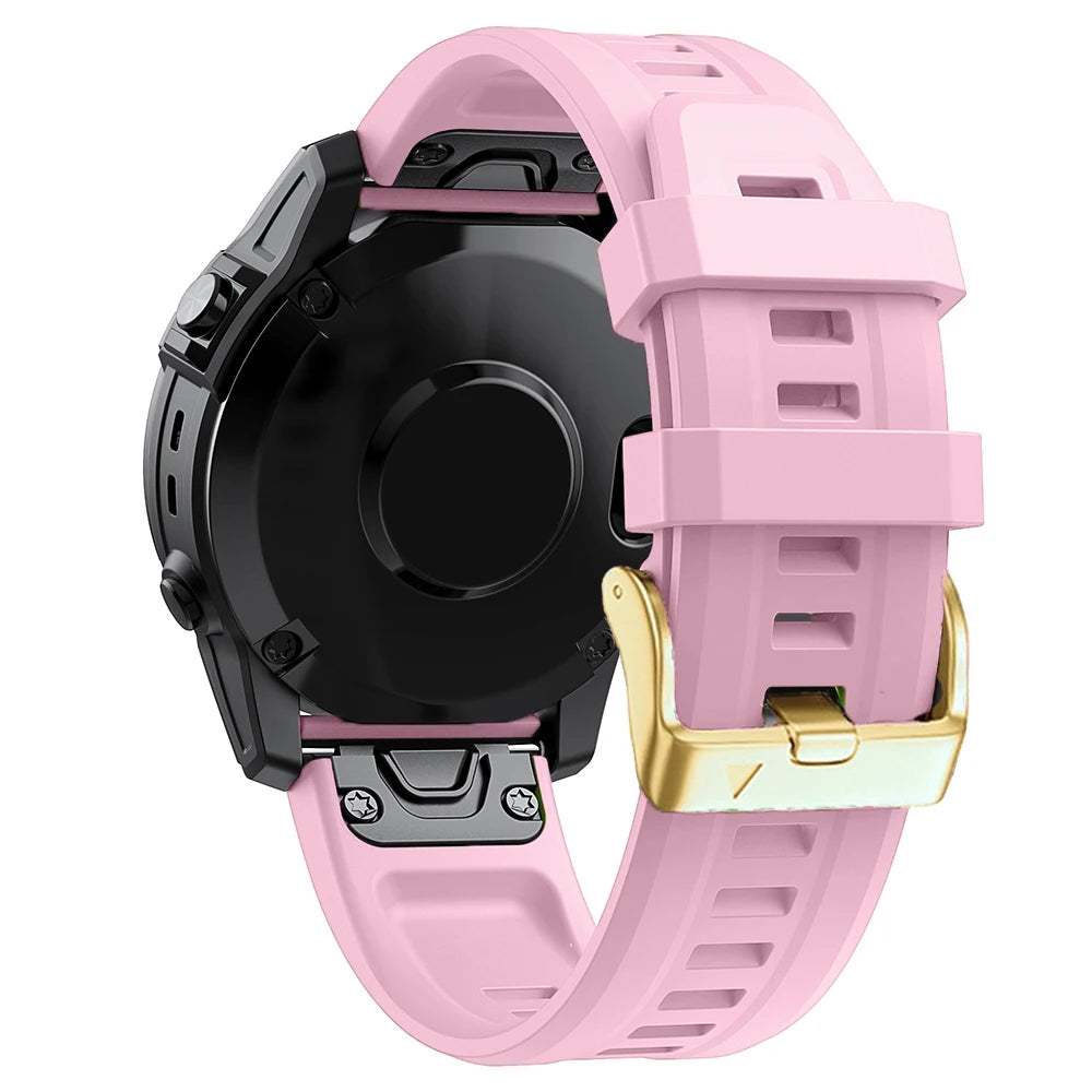 Pink Garmin QuickFit 20mm Silicone Band with Gold-Tone Buckle