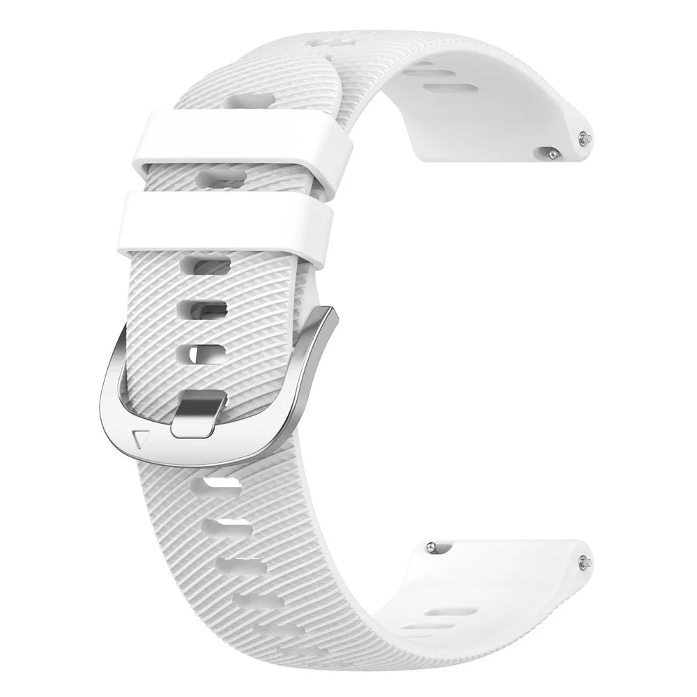 Motorola Moto Textured Silicone Sport Band in Solid and Two-Tone Colors — White / Silver Buckle