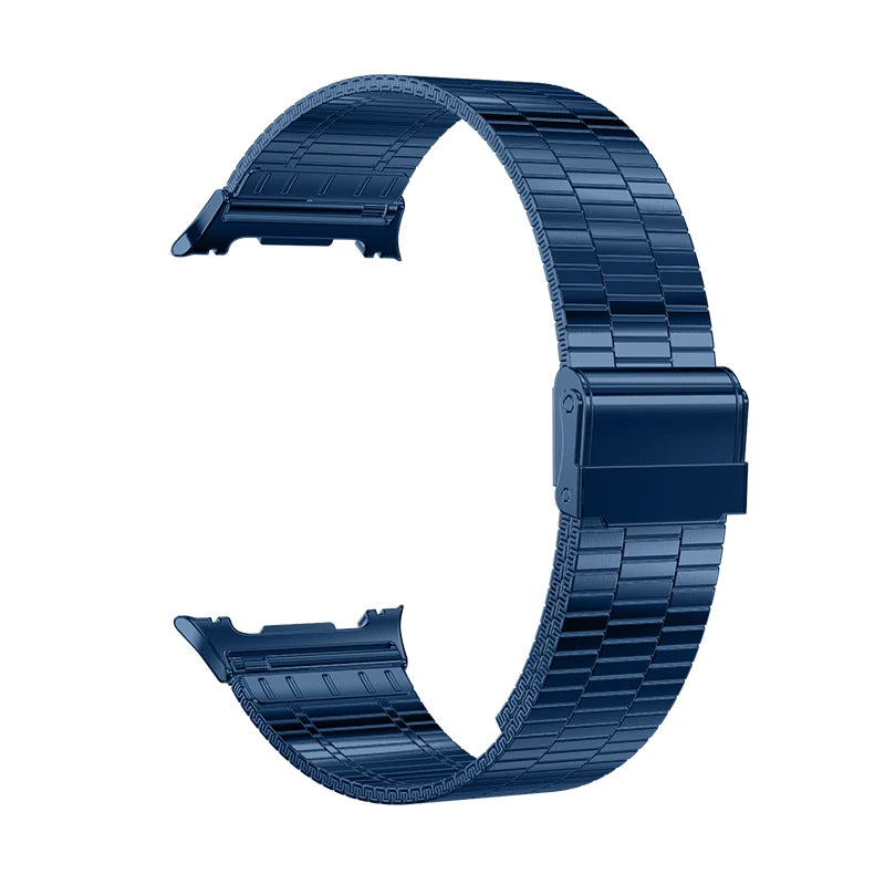 Samsung Galaxy Stainless Steel Link Watch Band - Watch8/Watch8 Classic/Watch9 Business in blue, showcasing elegant design.