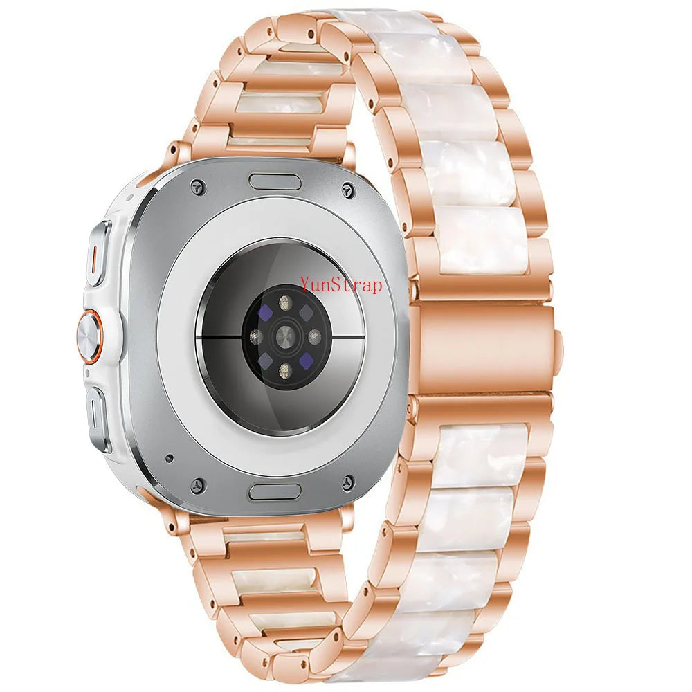Samsung Galaxy Watch Band Metal Resin Bracelet Watch8/Watch8 Classic/Watch9 Ultra/Ultra2 on a smartwatch.