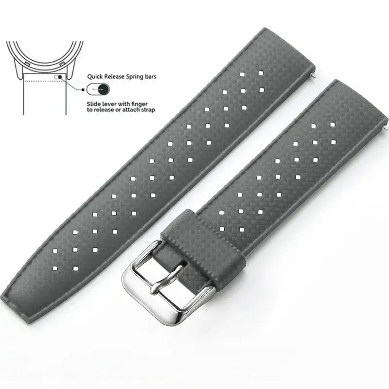 Tropic Silicone Band for Amazfit – Gray / Silver Buckle (Option 1)