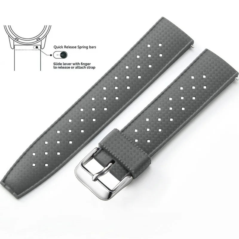 Tropic Silicone Band for Motorola Moto — Gray / Silver Buckle (Option 1)