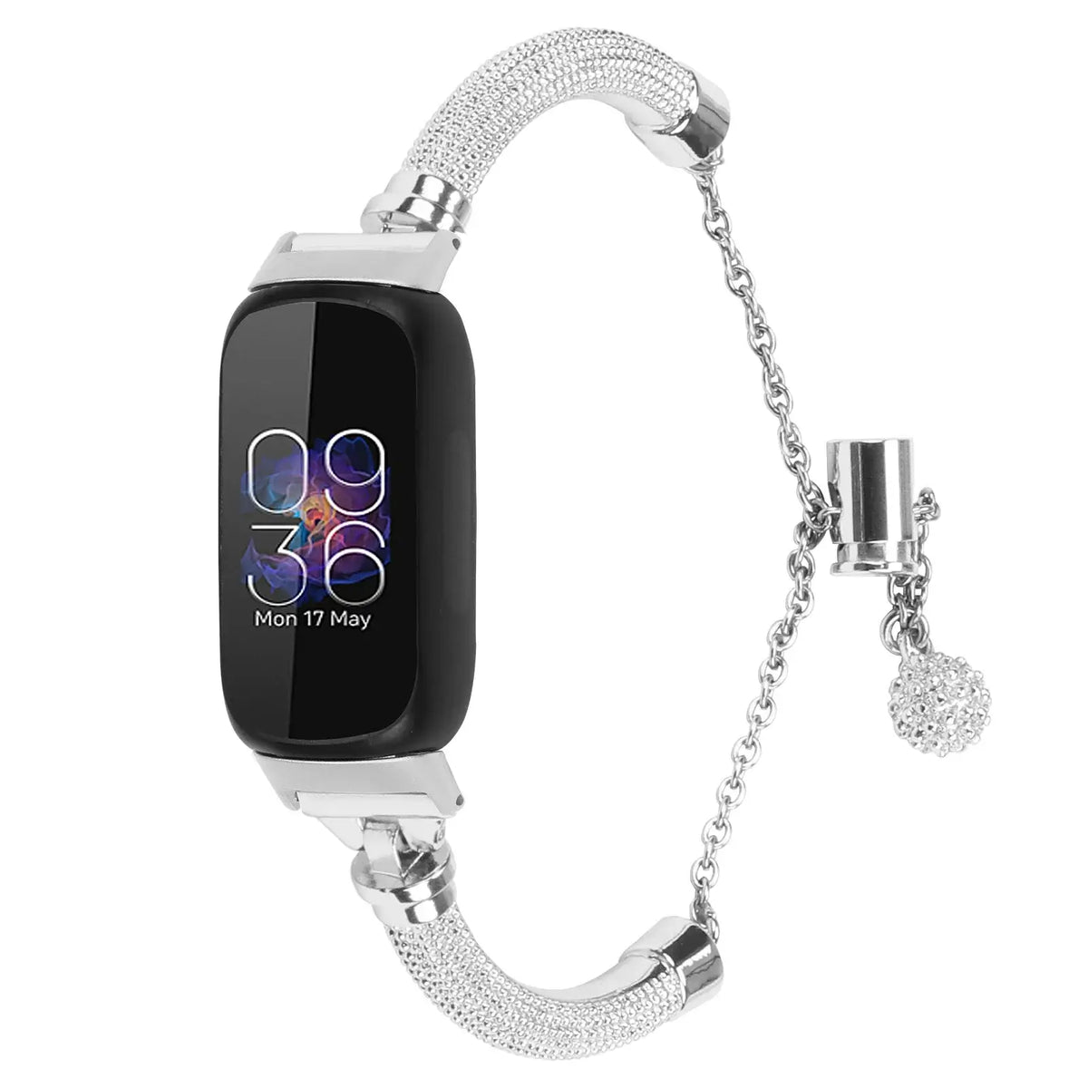 Fitbit Inspire 1/2/HR Mesh & Sliding-Chain Bracelet Band - Silver
