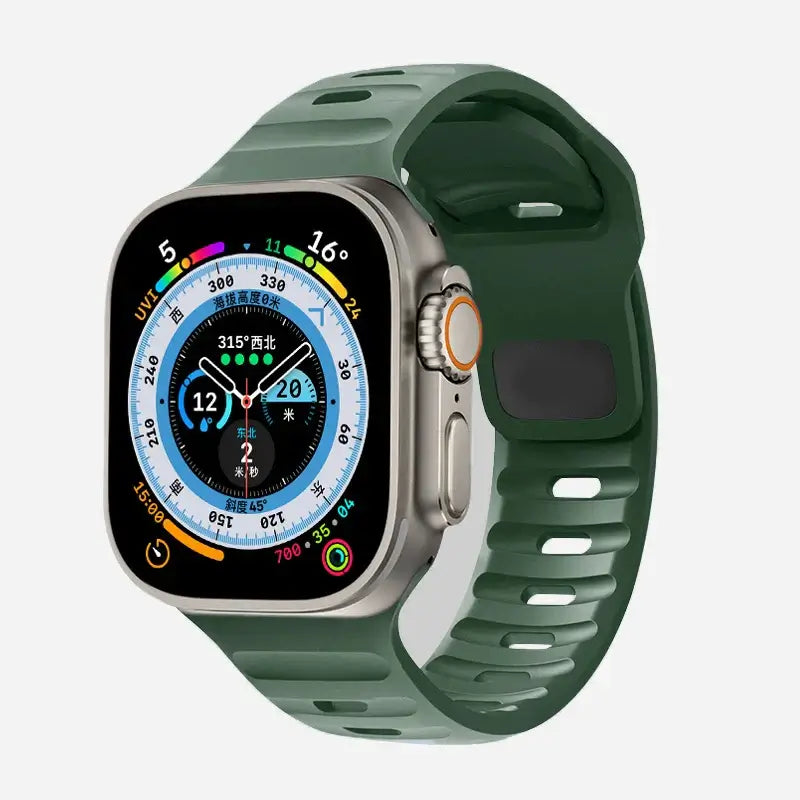 Forest Green slotted silicone Apple Watch sport band