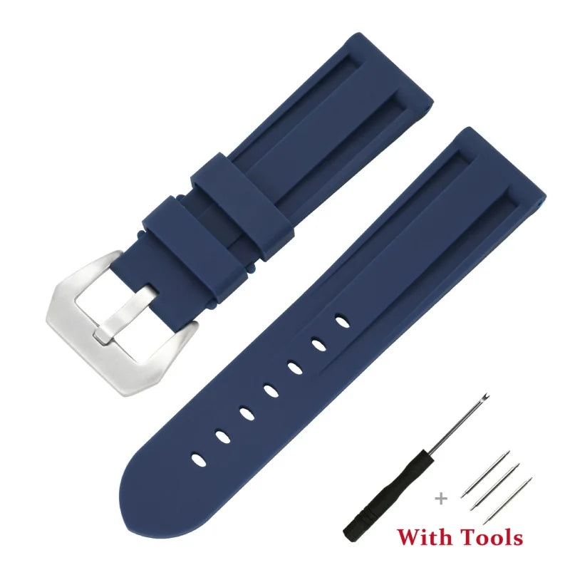 OnePlus Smartwatch Bands Silicone Sport Watch Strap Waterproof Bracelet in blue color with tools for installation.