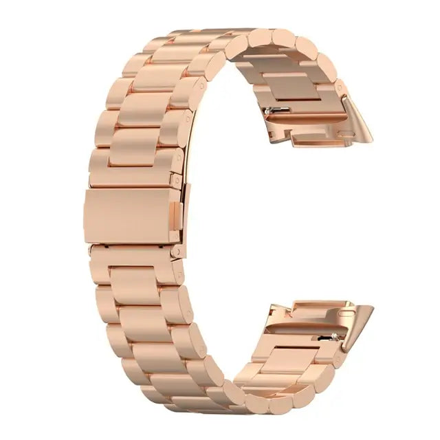 Fitbit Charge 5 & 6 Stainless Steel Three-Link Band in Rose Gold