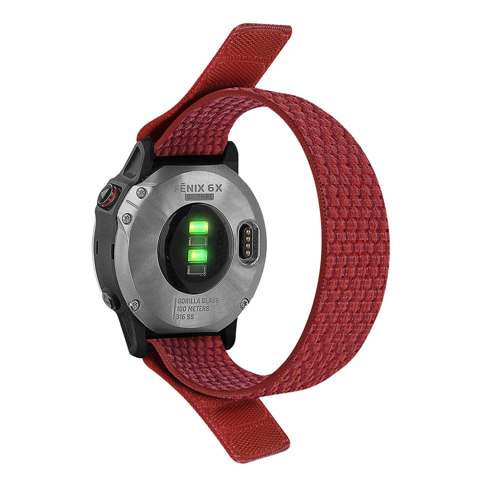 Red Garmin QuickFit 22/26mm Soft Nylon Hook-and-Loop Sport Band