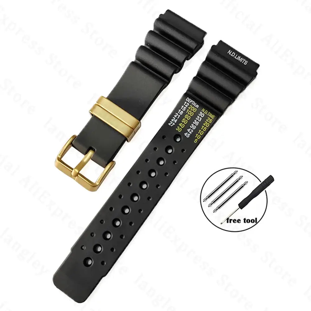 Suunto Silicone Dive-Style Band - Black / Gold Metal Keeper