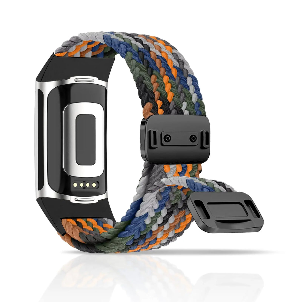 Multicolor Camo Fitbit Charge 5 and 6 Braided Nylon Band with Magnetic Clasp