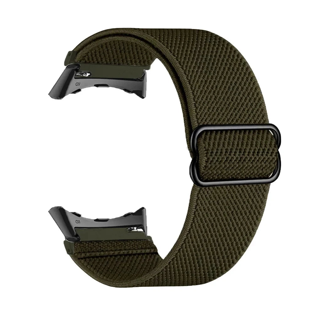 Army Green Google Pixel Watch 5, 4 and 3 41mm Elastic Nylon Band, 31 Patterns