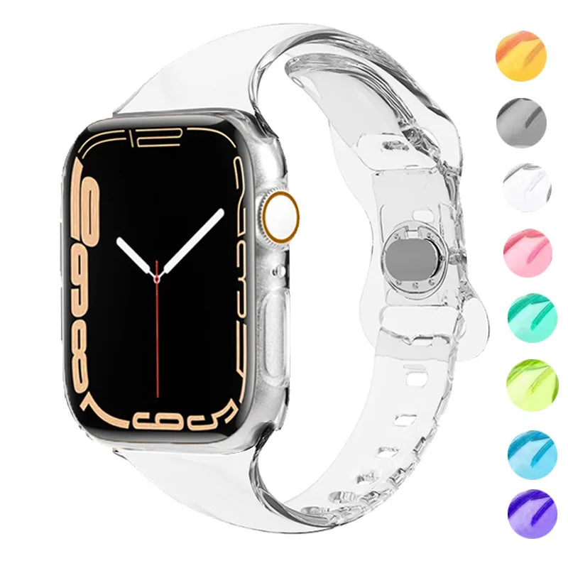 Clear rubber band with color swatch previews for Apple Watch