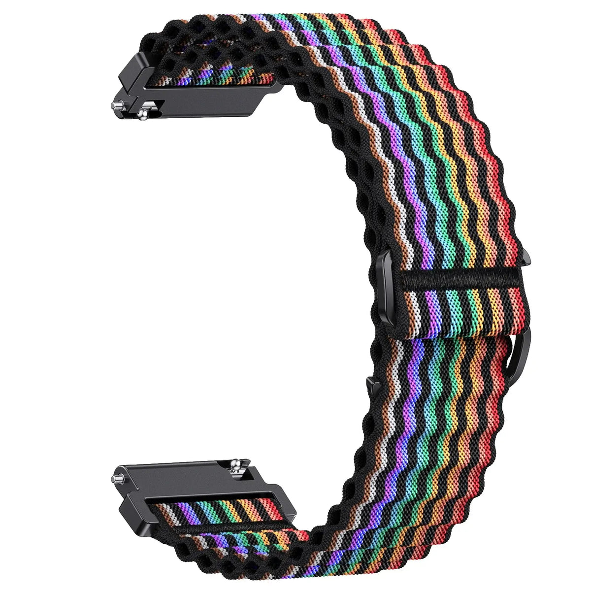 Amazfit Ocean-Style Ribbed Nylon Loop Band — Rainbow Stripes