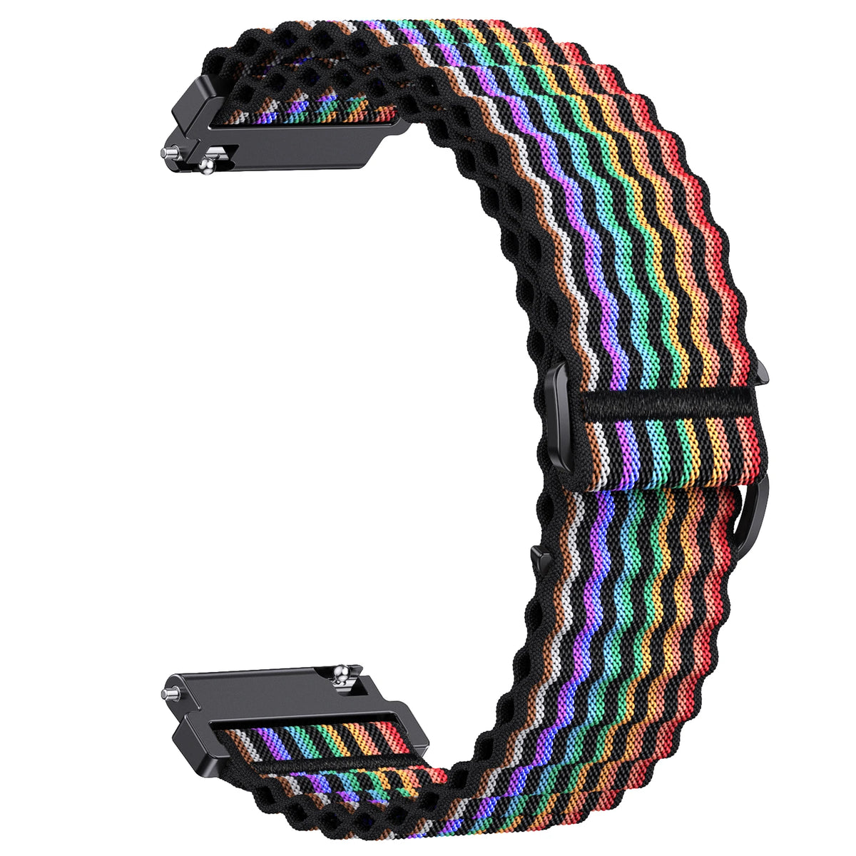 OnePlus Watch Band Quick Fit Nylon Strap Sport Loop Bracelet in colorful rainbow design.
