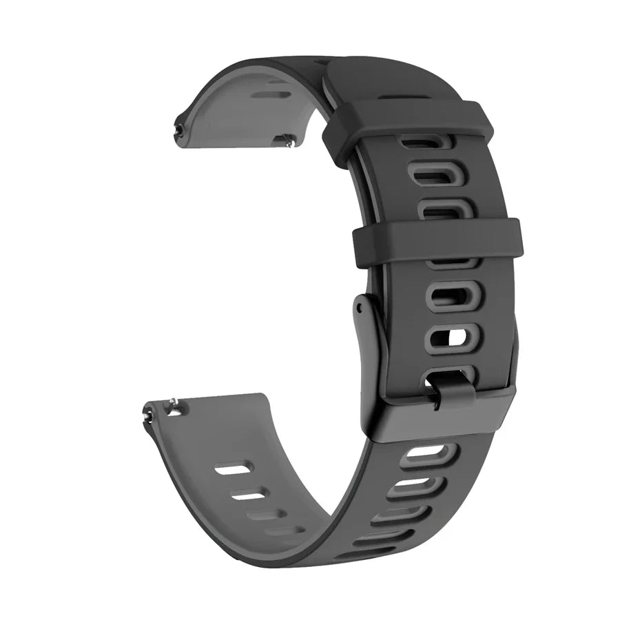 Polar Two-Tone Silicone Watch Band with Rectangular Holes — Black / Gray