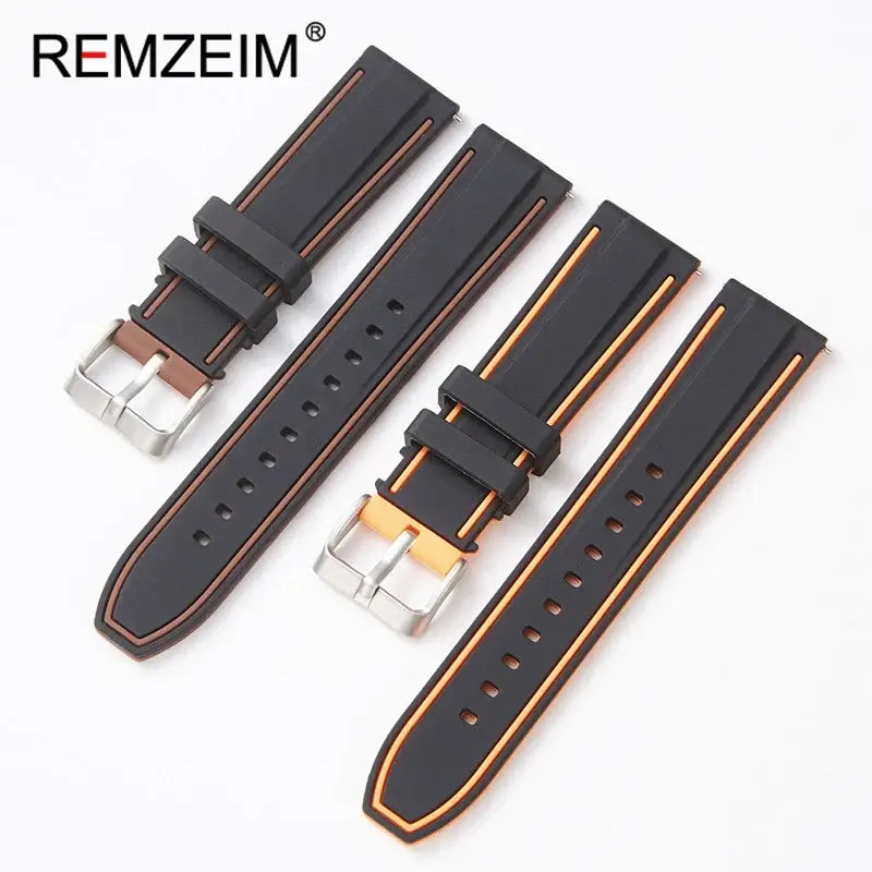 TicWatch Two-Tone Silicone Band with Edge Stripes - Edge stripe and buckle comparison