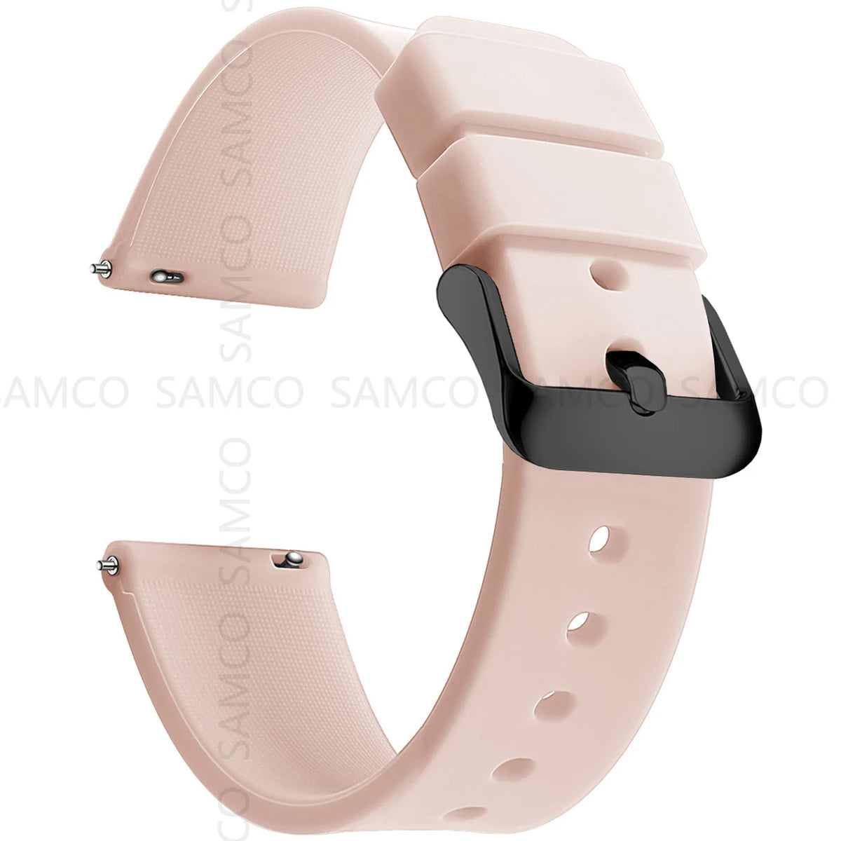 Garmin Curved-End Silicone Band in Pale Pink with Black Buckle