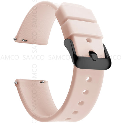 Garmin Curved-End Silicone Band in Pale Pink with Black Buckle