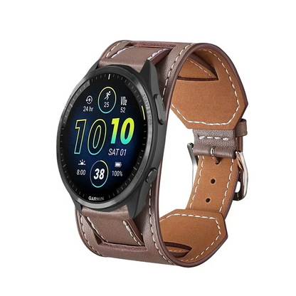 Taupe Garmin 20/22mm Quick Release Leather Cuff Band