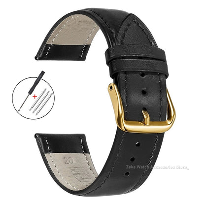 Garmin Slim Calfskin Band in Black with Gold Buckle