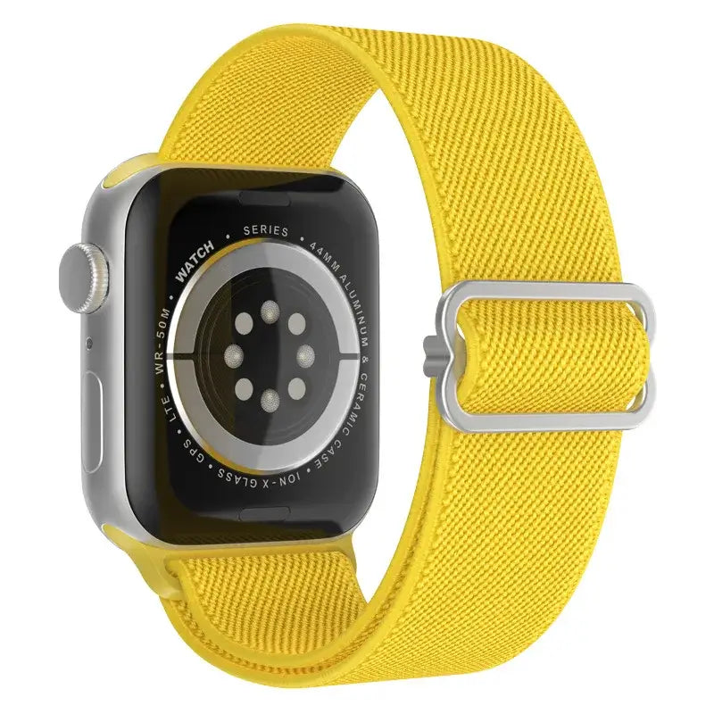 Yellow adjustable stretch nylon Apple Watch band