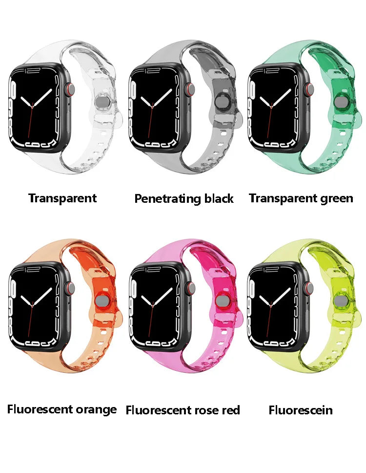 Transparent band color comparison display for Apple Watch