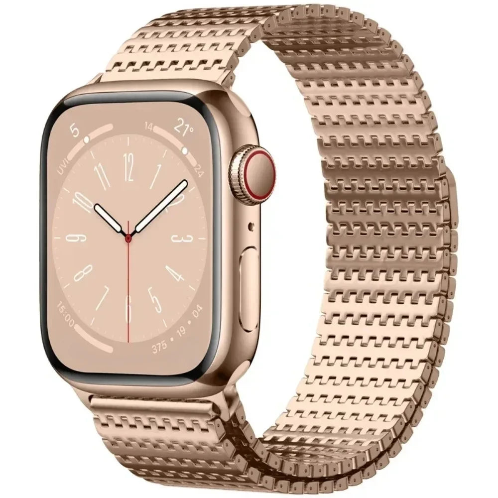 Textured Stainless Steel Mesh Apple Watch Band in Rose Gold