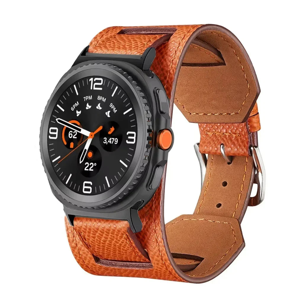 Samsung Galaxy Leather Watch Band - Watch8/Watch8 Classic/Watch9/Ultra/Ultra2 in orange with stylish design