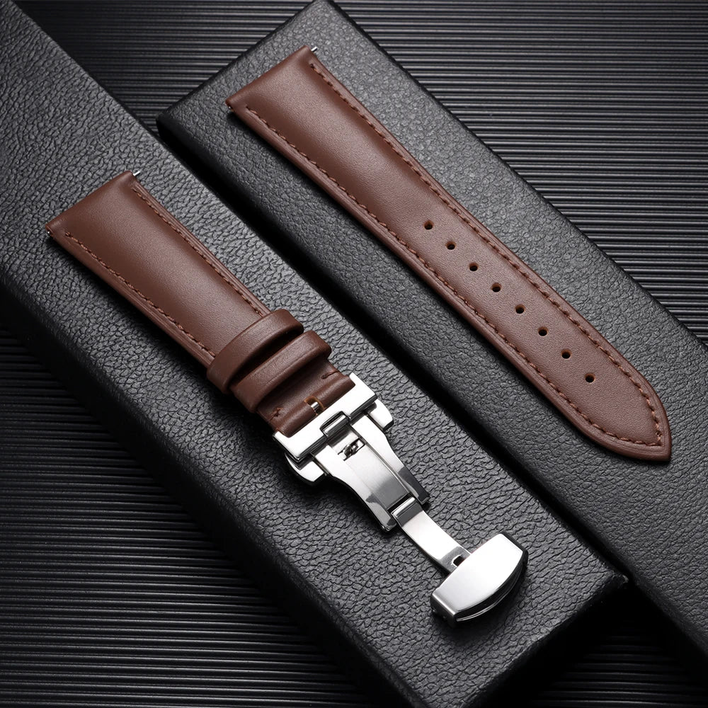 Garmin Leather Butterfly Clasp Band in Light Brown