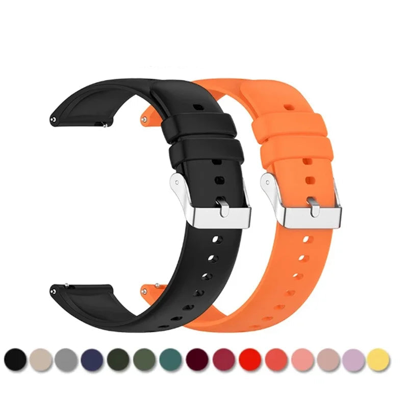 Motorola Moto Watch Bands Silicone Replacement Strap with Metal Buckle in black and orange with quick release feature.