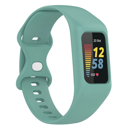Sage Green Fitbit Charge 5 and 6 Silicone Sport Band with Built-In Case
