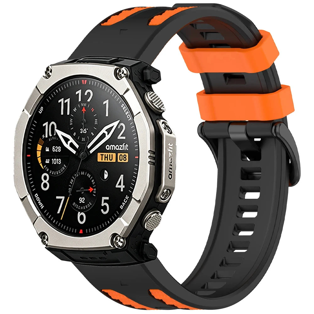 Black / Orange Garmin QuickFit 22/26mm Silicone Band with Contrast Keepers