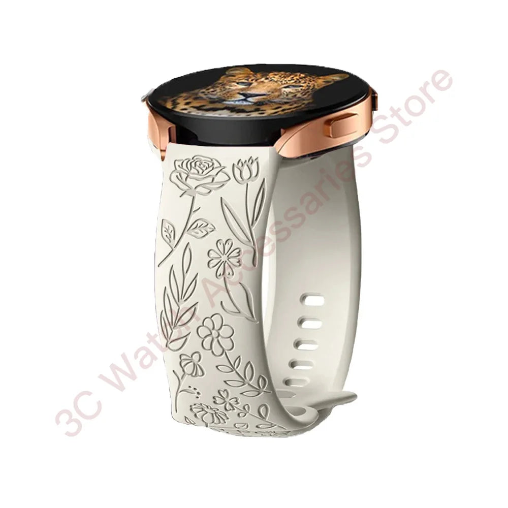 Garmin Rose Engraved Silicone Band in Starlight