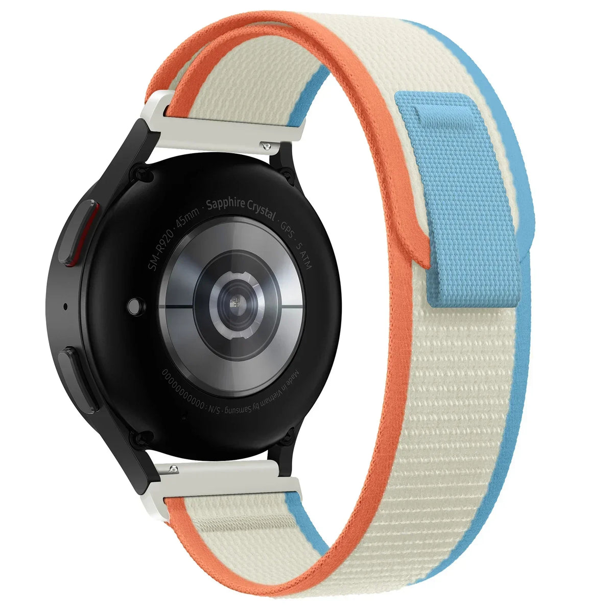 OnePlus Smartwatch Nylon Loop Band Replacement Strap Sport Adjustable on a smartwatch, showcasing its colorful adjustable design.