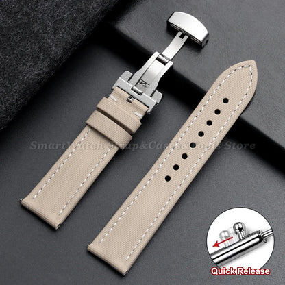 Garmin Sailcloth Band in Beige, White Stitching