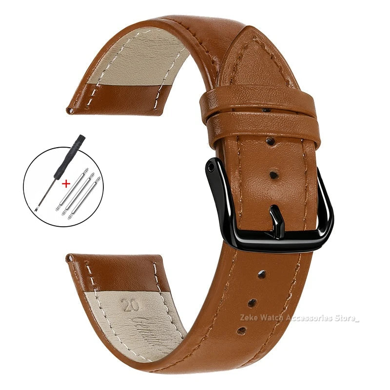 Garmin Slim Calfskin Band in Light Brown with Black Buckle