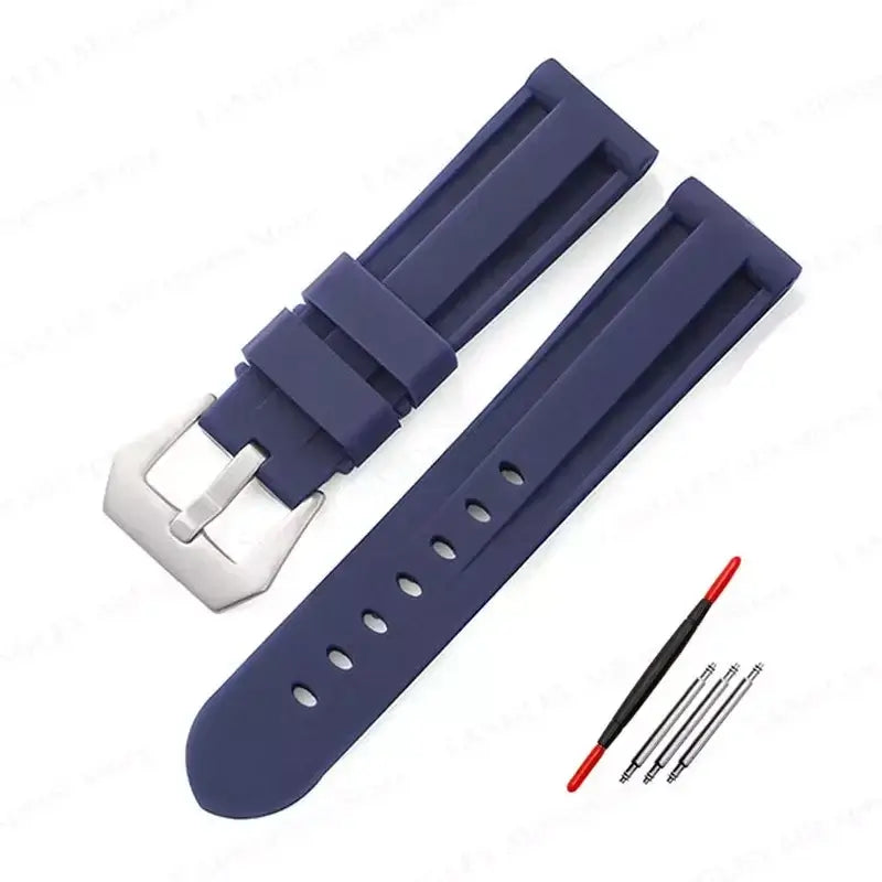 TicWatch Recessed-Panel Silicone Band - Navy Blue / Silver Buckle