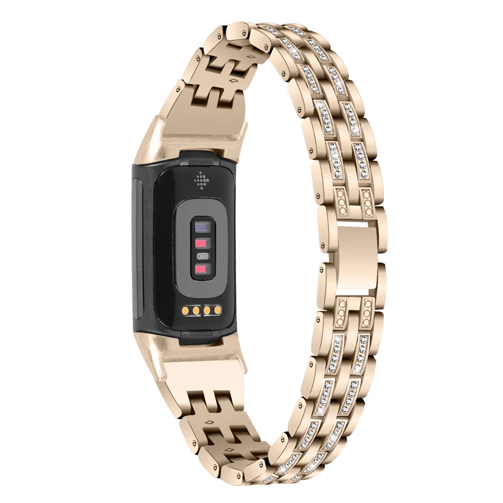 Fitbit Charge Rhinestone Triple-Row Metal Band - Champagne Gold