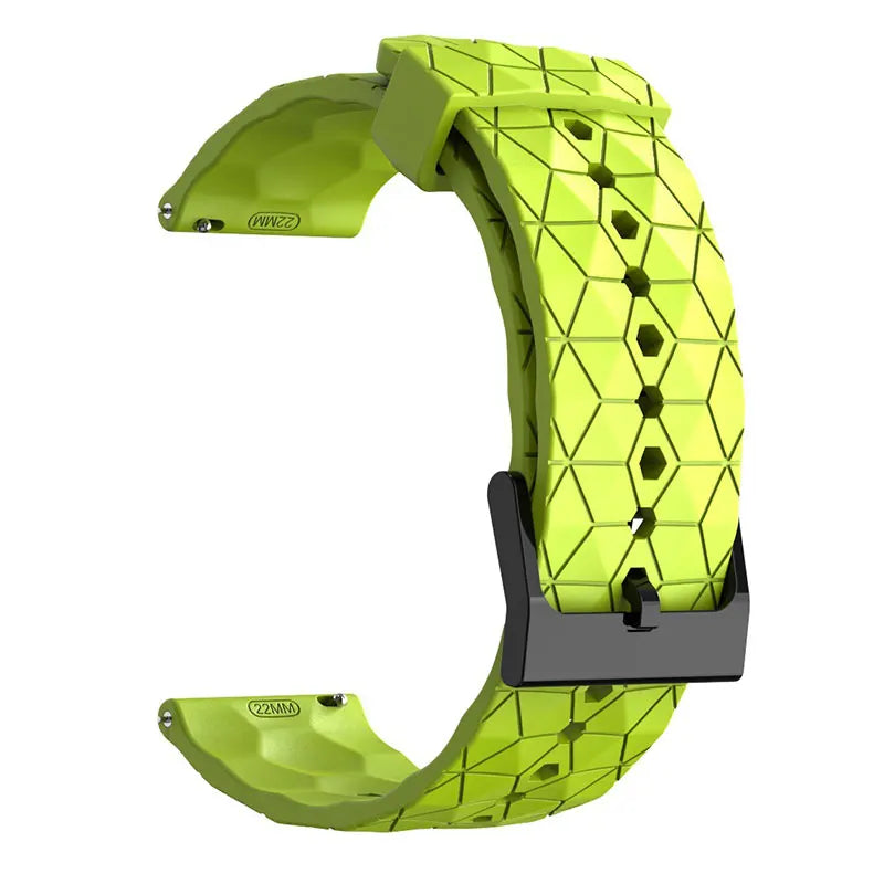 OnePlus Smartwatch Silicone Watch Band Football Pattern Quick Release Straps in bright green color.