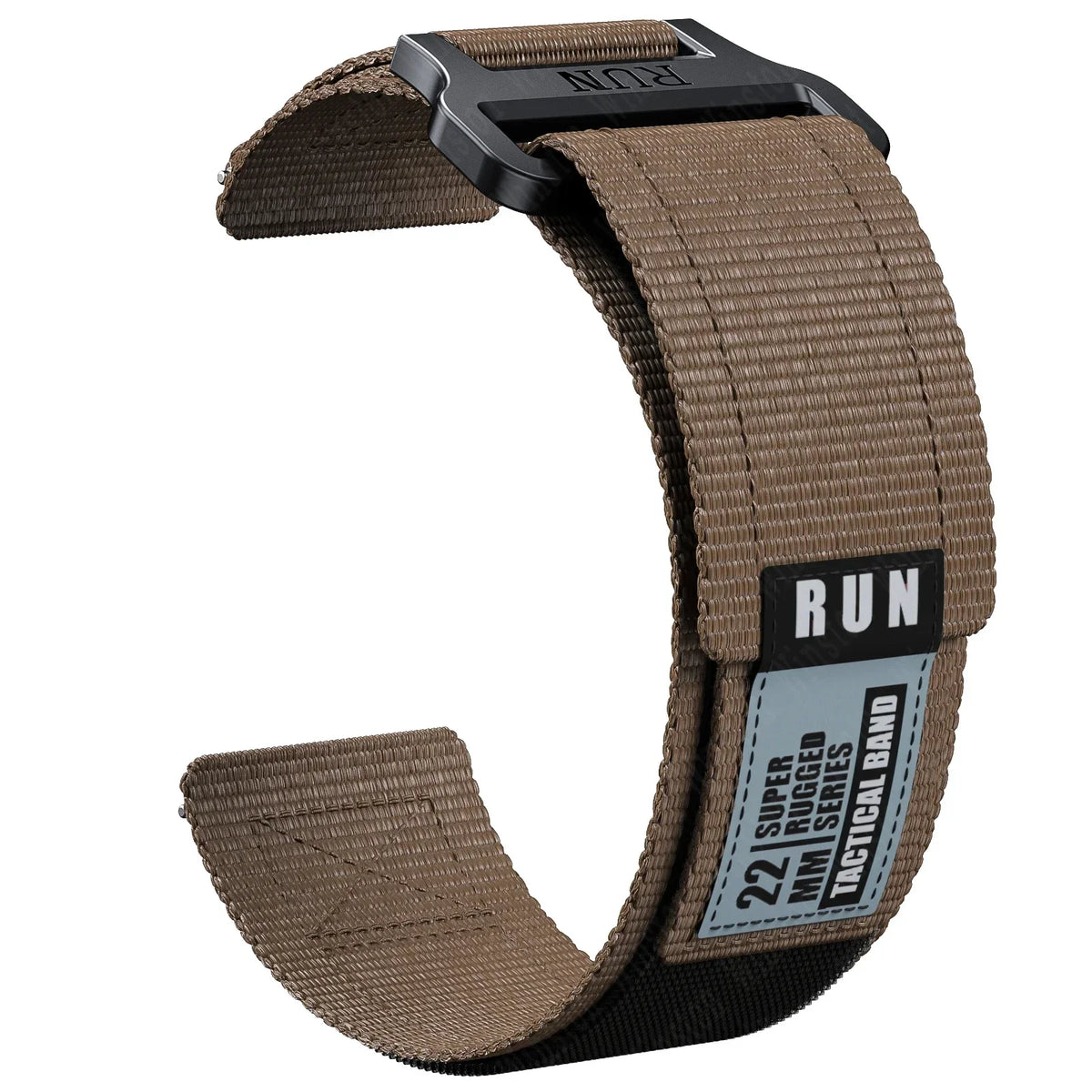 Polar Nylon Hook-and-Loop Band with RUN Label — Brown