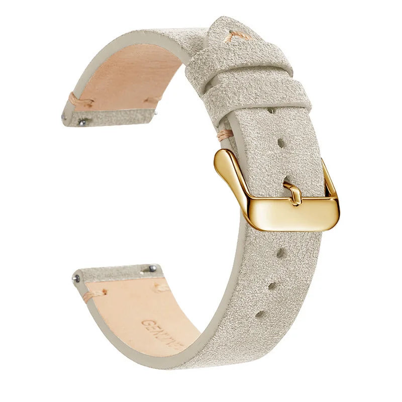 Motorola Moto Suede Leather Band with Buckle Color Options — Beige / Gold Buckle