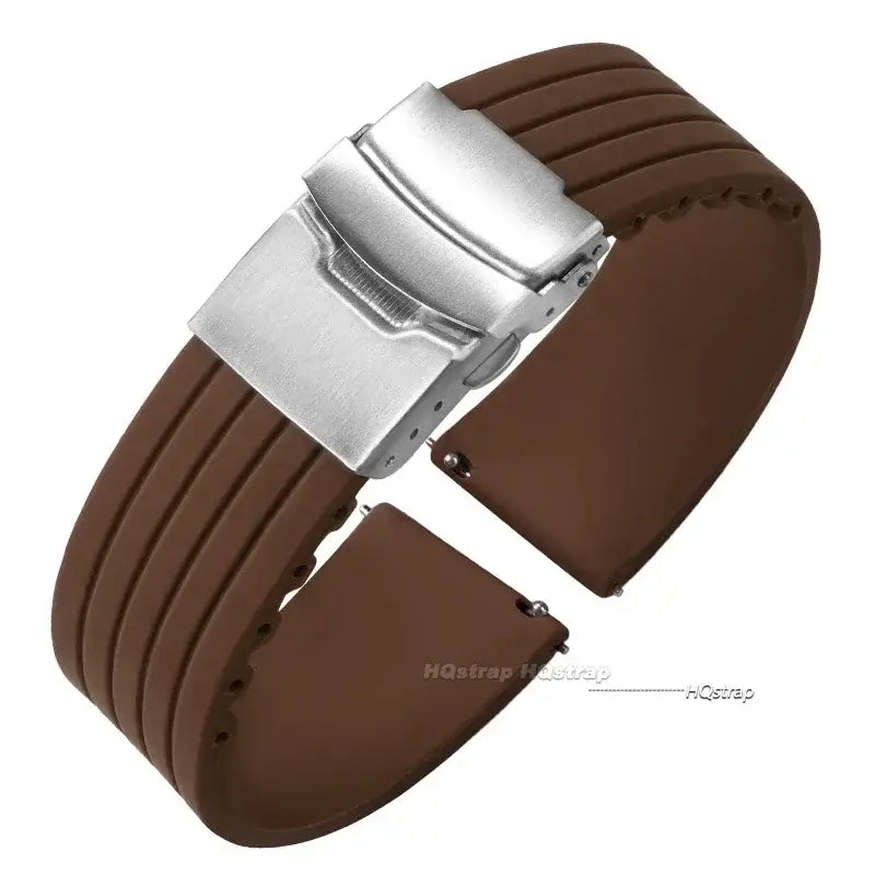 Silicone Folding Clasp Band for Amazfit – Brown