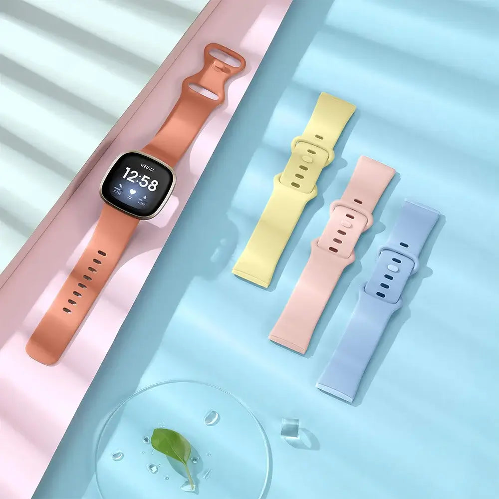 Fitbit Versa & Sense Silicone Double-Loop Band - Pastel straps displayed flat