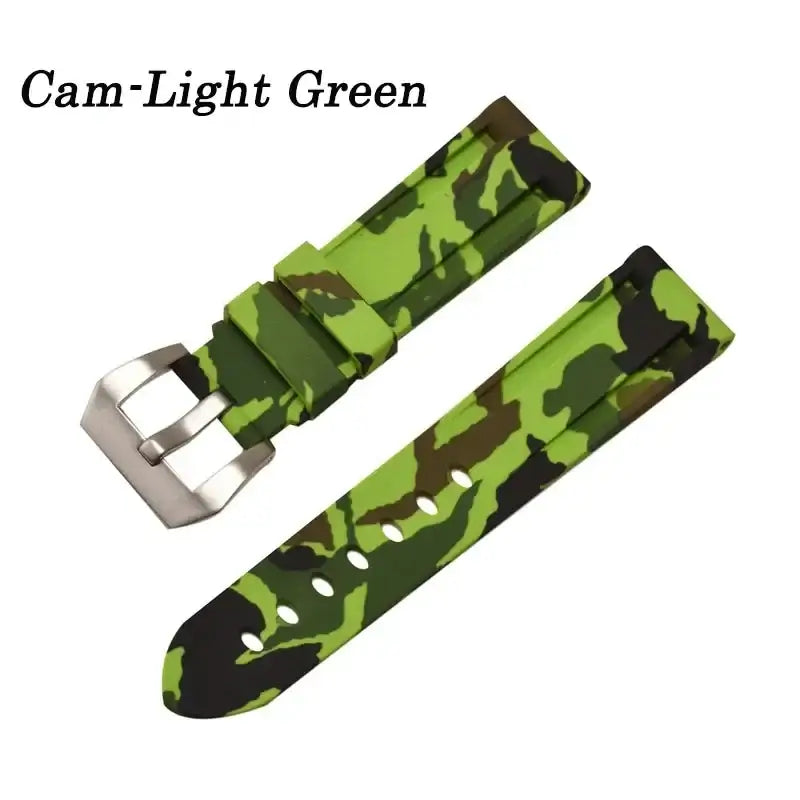Camouflage Silicone Buckle Band in Lime Green Camo / Silver Buckle for compatible Huawei watches
