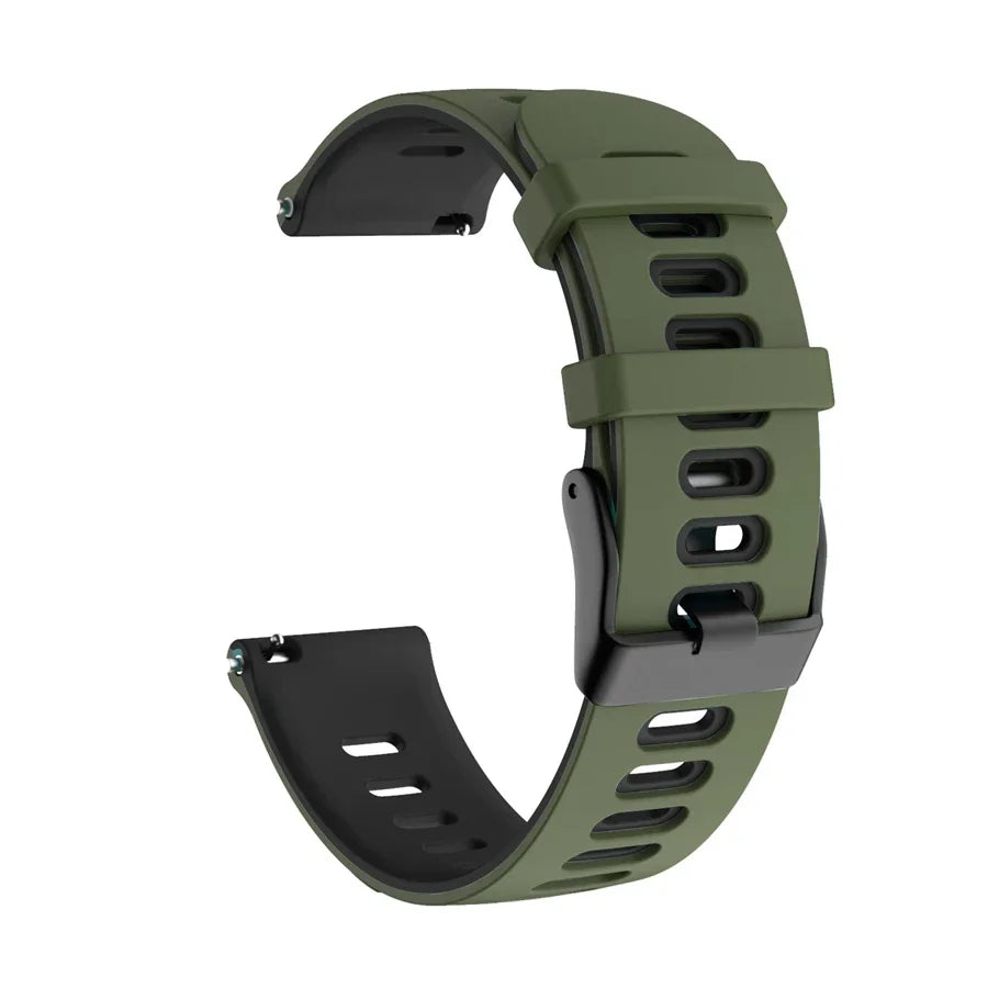 COROS Two-Tone Silicone Watch Band with Rectangular Holes - Army Green / Black