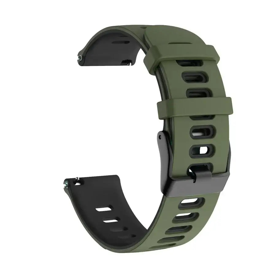 Amazfit Two-Tone Silicone Watch Band with Rectangular Holes - Army Green / Black