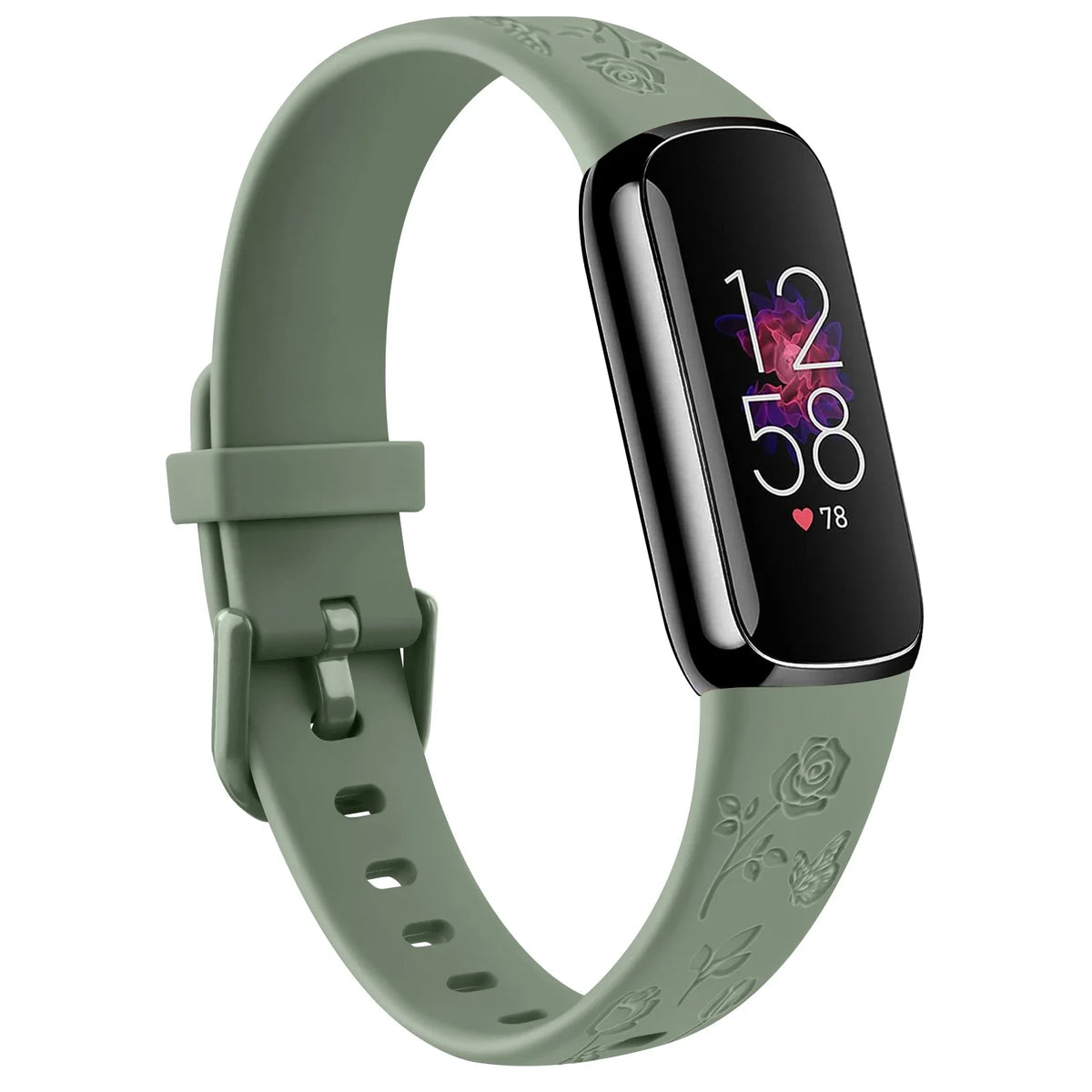 Fitbit Luxe Floral-Engraved TPU Band - Avocado Green