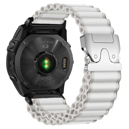 White / Starlight Garmin QuickFit 20/22/26mm Parachute Nylon Band with Hook Buckle