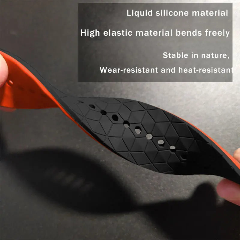 COROS Geometric Silicone Watch Band with Black Buckle - Flexible silicone texture detail