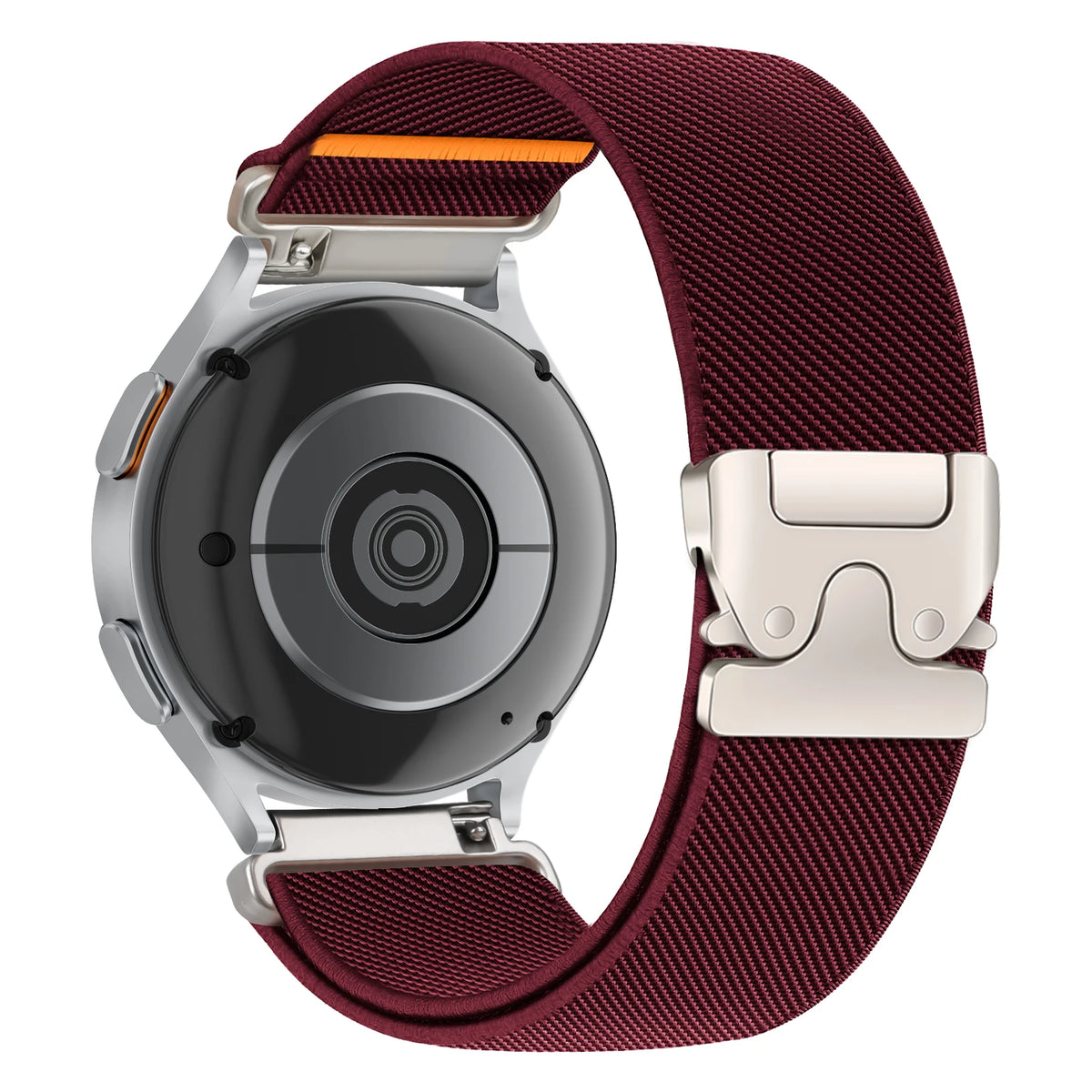 Motorola Moto Nylon Band with Metal Clasp and Orange Accent — Wine Red